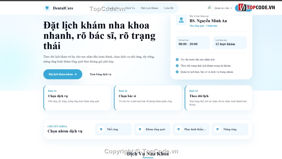 Web nha khoa,Website phòng khám nha khoa,lịch